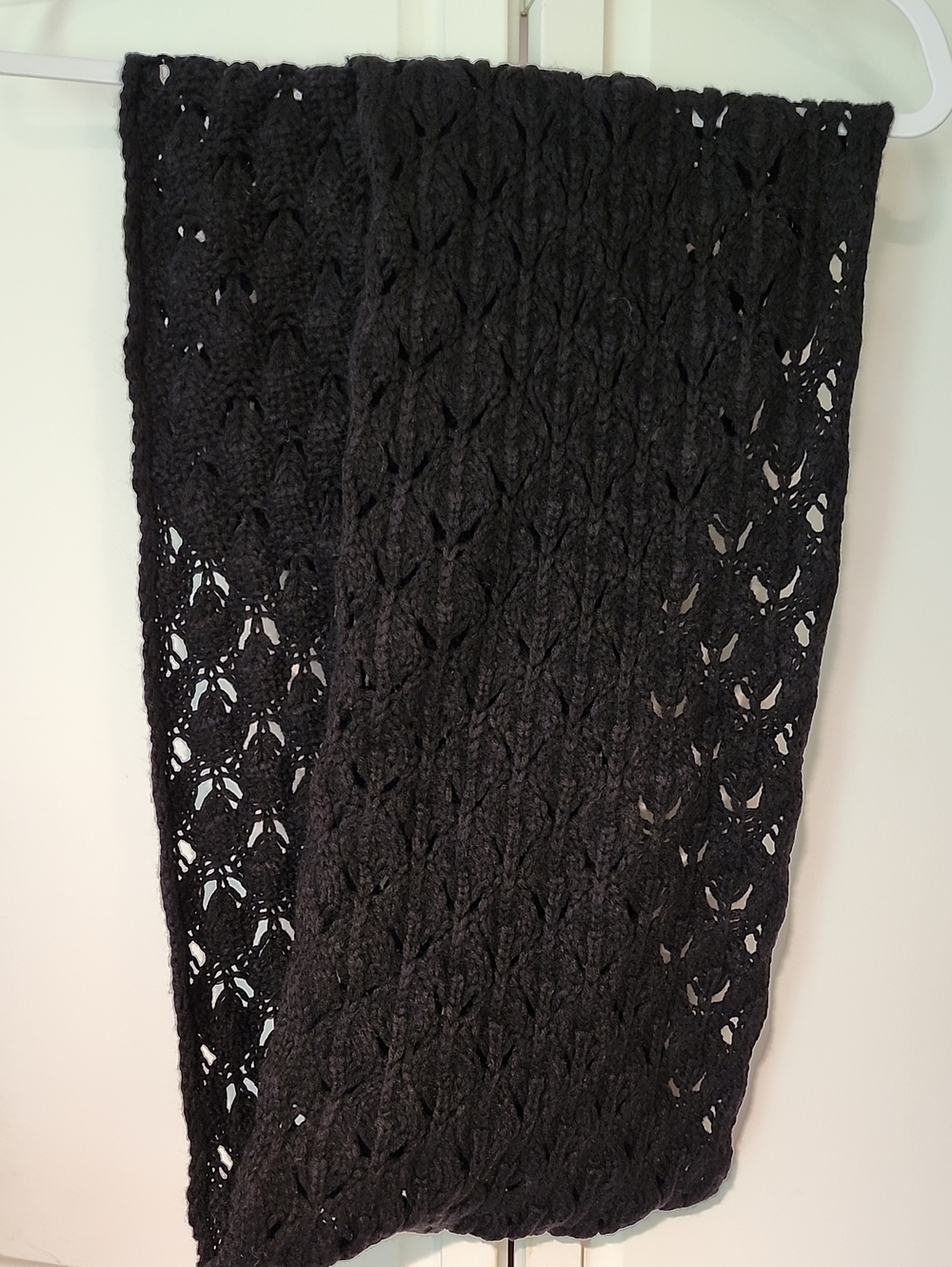 Black Crochet Knit Scarf
